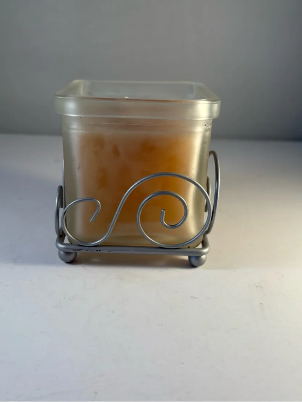 Colonial Candle of Cape Cod Candle & Scrolled Silver Metal‎ Wire Holder  3”